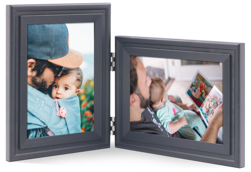 JD Concept Vertical Horizontal Combo, Double 5x7 Black Wood Art Picture Frame, Foldable Opening 4.5x6.5 Photo Frame, Portrait and Landscape View Standing on Desk - Image 1